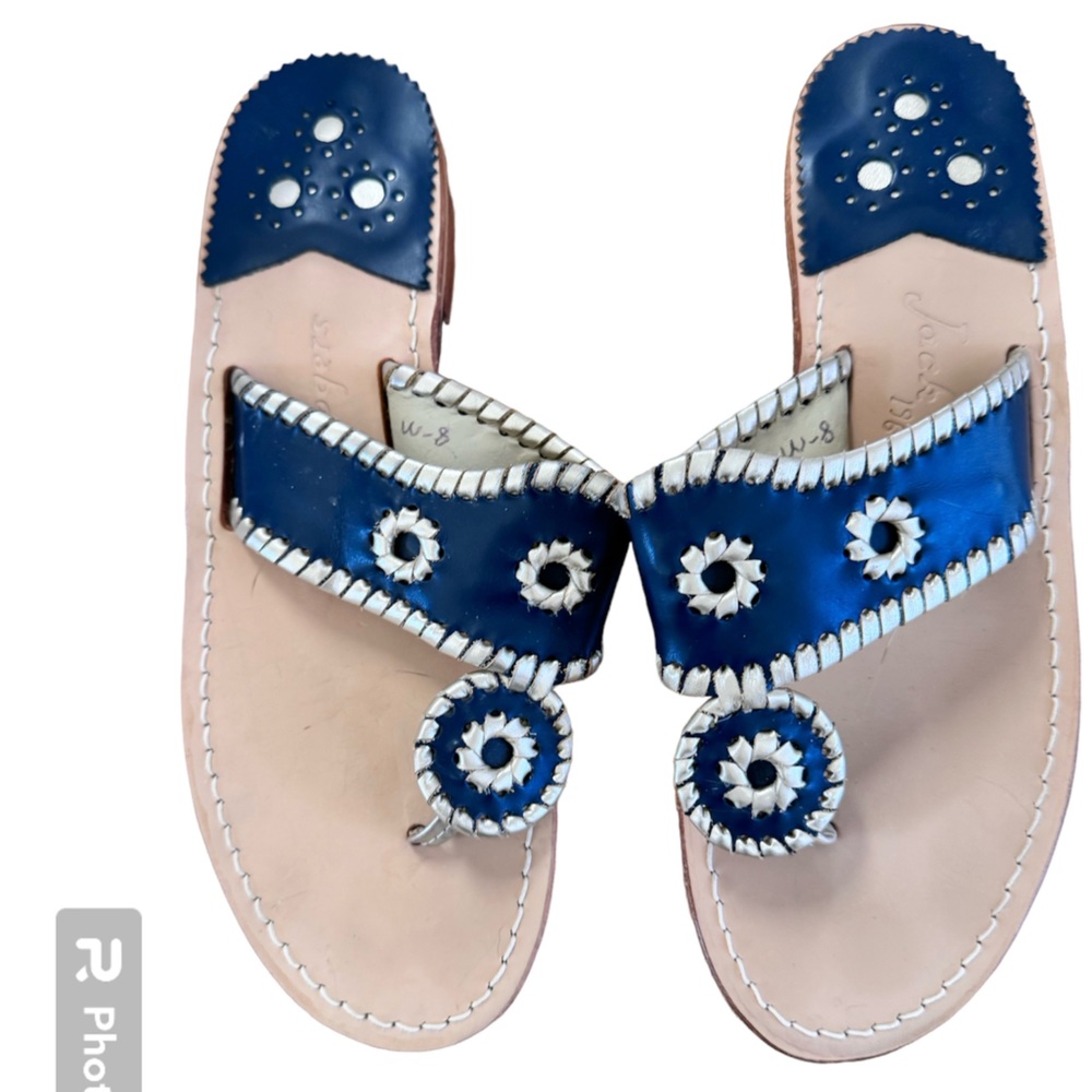 Jack Rogers navy & Gold sandal size 8 GUC